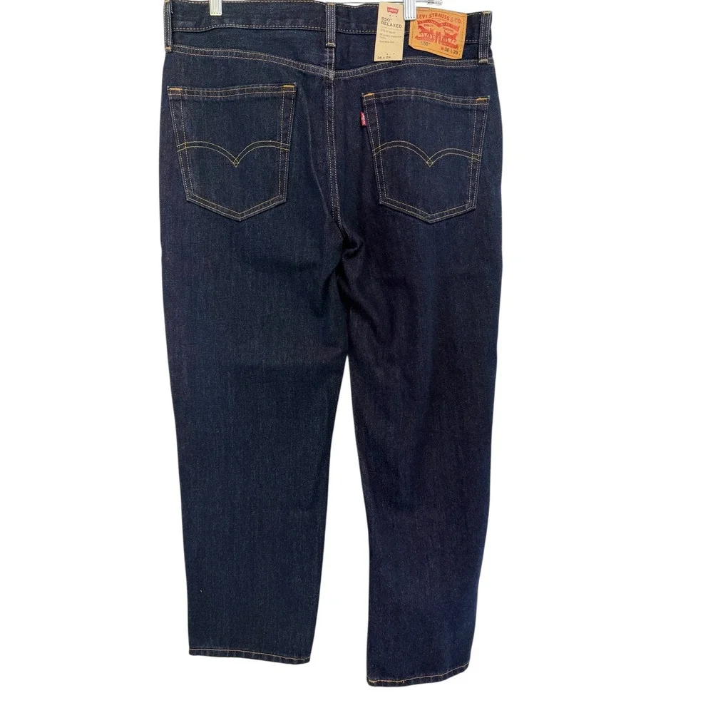 Levi 550 Relaxed Fit Dark‎ Wash Denim Jeans Mens 36x29 Tapered Leg (HH35) NWTs